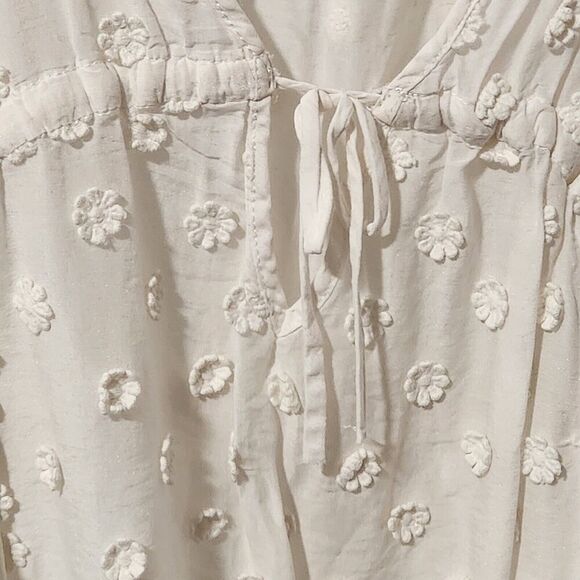MILLY Minis Swim.Cover up 3D Flowers Ivory 100%cotton Size 10 years Beach Summer